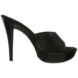 Black Leather 14 cm COCKTAIL-501L Platform High Heel Mules