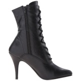 Black Leatherette 10,5 cm VANITY-1020 Flat Ankle Calf Boots Women