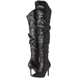 Black Leatherette 10 cm CLASSIQUE-3011 High Heeled Overknee Boots