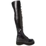 Black Leatherette 5 cm EMILY-375 overknee boots with laces