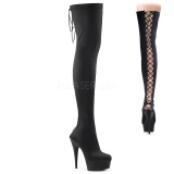 Black Lycra 15 cm DELIGHT-3003 High Heeled Overknee Boots