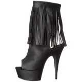 Black Matte 15 cm DELIGHT-1019 womens fringe ankle boots high heels