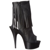 Black Matte 15 cm DELIGHT-1019 womens fringe ankle boots high heels