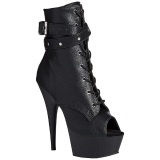 Black Matte 15 cm DELIGHT-1033 Open Toe Platform Ankle Calf Boots