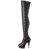 Black Matte 15 cm DELIGHT-3050 Platform Thigh High Boots