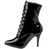 Black Patent 10,5 cm VANITY-1020 Flat Ankle Calf Boots Women