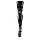 Black Patent 15,5 cm DELIGHT-3063 Platform Thigh High Boots