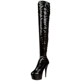 Black Patent 15 cm DELIGHT-3050 Platform Thigh High Boots