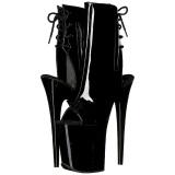 Black Patent 20 cm Pleaser FLAMINGO-1018 Platform Ankle Calf Boots