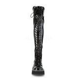 Black Patent 5 cm EMILY-375 overknee boots with laces