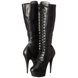 Black Pu 15,5 cm DELIGHT-2023 Platform Knee Boots