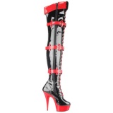 Black Red 15,5 cm MEDIC-3028 Platform Thigh High Boots