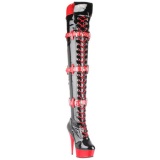 Black Red 15,5 cm MEDIC-3028 Platform Thigh High Boots