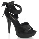 Black Satin 13 cm COCKTAIL-568 High Heeled Sandal Shoes