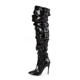 Black Sequins 13 cm COURTLY-3011 Pleaser Overknee Boots