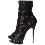 Black Sequins 15,5 cm BLONDIE-R-1008 Platform Ankle Calf Boots