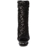 Black Sequins 15,5 cm BLONDIE-R-1008 Platform Ankle Calf Boots