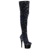 Black Sequins 20 cm ADORE-3020 Exotic pole dance overknee boots