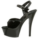 Black Shiny 15 cm KISS-209 Platform High Heels Shoes