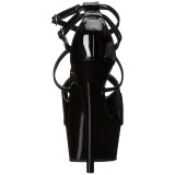 Black Shiny 15 cm Pleaser DELIGHT-612 Platform Pumps