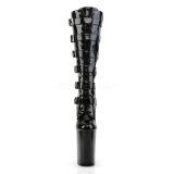 Black Shiny 23 cm Pleaser INFINITY-2049 Platform Knee Boots