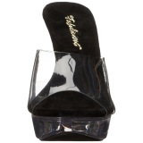 Black Transparent 14 cm COCKTAIL-501 Mules High Heels Platform