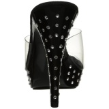 Black Transparent 14 cm COCKTAIL-501SDT Mules Strass Heels