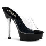 Black Transparent 14 cm Pleaser ALLURE-601 Mules High Heels Platform