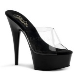 Black Transparent 15,5 cm DELIGHT-601 Platform High Mules