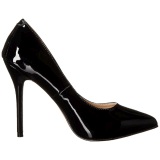 Black Varnished 13 cm AMUSE-20 pointed toe stiletto pumps