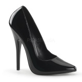 Black Varnished 15 cm DOMINA-420 pointed toe high heel stilettos