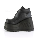 Black Vegan 12 cm STOMP-15 lolita ankle boots wedge platform