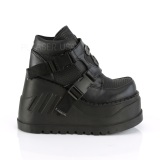 Black Vegan 12 cm STOMP-15 lolita ankle boots wedge platform