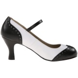 Black White 7,5 cm retro vintage FLAPPER-25 Pumps with low heels