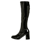 Black boots block heel 7,5 cm - 70s years style hippie disco gogo under kneeboots patent leather