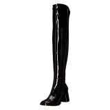 Black boots vinyl 7,5 cm - 70s years style hippie disco gogo overknee boots