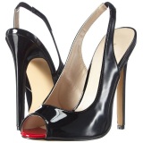 Black slingback pumps 13 cm SEXY-08 peeptoe slingbacks shoes