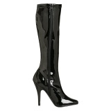 Black varnished patent boots 13 cm SEDUCE-2000 pointed toe stiletto boots