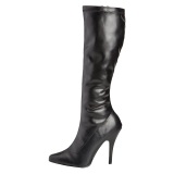 Black vegan boots 13 cm SEDUCE-2000 pointed toe stiletto boots