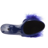 Blue 13 cm POISE-501F Marabou Feathers Mules Shoes