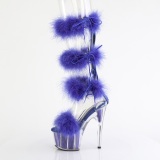 Blue 18 cm ADORE-728F exotic pole dance high heel sandals with feathers