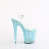 Blue 20 cm 808RRS Pole dance high heels shoes rhinestones platform