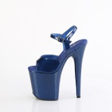 Blue 20 cm FLAMINGO-809GP glitter platform sandals shoes