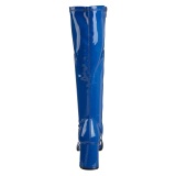 Blue boots block heel 7,5 cm - 70s years style hippie disco gogo under kneeboots patent leather