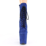 Blue faux suede 20 cm FLAMINGO-1020FS Pole dancing ankle boots