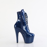 Blue glitter 18 cm high heels ankle boots platform