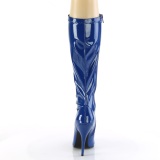 Blue varnished patent boots 13 cm SEDUCE-2000 pointed toe stiletto boots