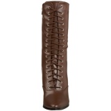 Brown 7 cm VICTORIAN-120 Lace Up Ankle Calf Women Boots