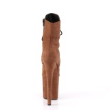 Brown faux suede 20 cm FLAMINGO-1020FS Pole dancing ankle boots