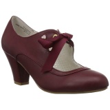 Burgundy 6,5 cm WIGGLE-32 retro vintage cuben heels maryjane pumps